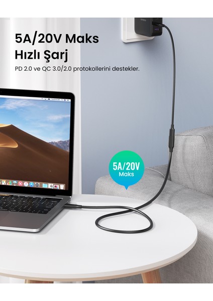 Type-C Erkek to Type-C Dişi Uzatma Kablosu 1 Metre, 10387