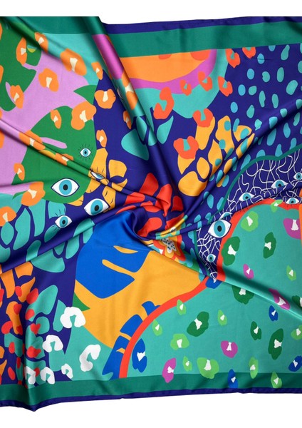 Nil Scarf Turquaz Eyes 70*70 cm Fular Eşarp