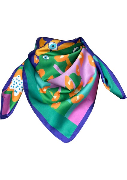 Nil Scarf Turquaz Eyes 70*70 cm Fular Eşarp fırsatları