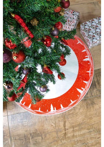 Kırmızı Çam Desenli 100X100 cm Dokuma Altı Halısı fiyatları