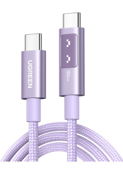 Uno Usb-C 100W 5A Qc Pd Örgülü Hızlı Şarj Kablosu, 1 Metre, Mor, 65092 modelleri