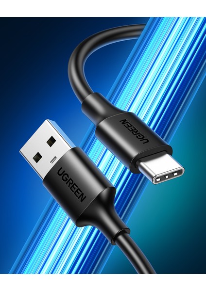 USB-C to USB-A 3A QC Hızlı Şarj Kablosu, 0,25 Metre, Siyah, 60114
