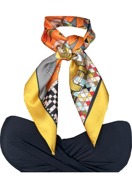 Nil Scarf Yellow/figür 70*70 cm Fular Eşarp fiyatları