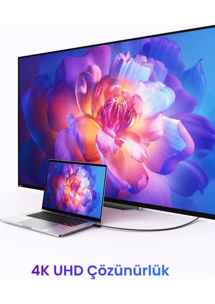 4K Displayport to HDMI Dönüştürücü Kablo 1.5 Metre, Siyah, 10239