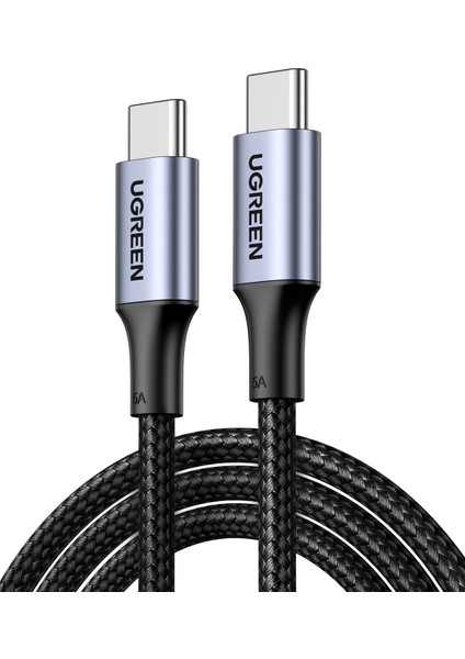 USB-C 100W 5A QC PD Örgülü Hızlı Şarj Kablosu, 1,5 Metre, Siyah, 70428
