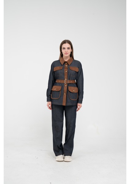 Kontrast Cepli Tokalı Kuşaklı Kadın Takım 1764 modelleri