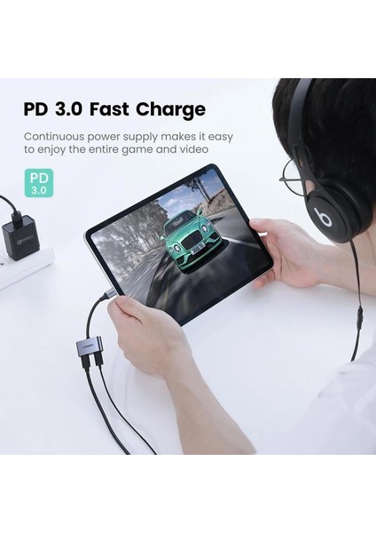 USB-C to 2xUSB-C Kulaklık ve Şarj Adaptörü, 60165 modelleri