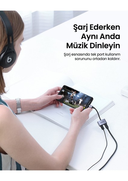 USB-C to 2xUSB-C Kulaklık ve Şarj Adaptörü, 60165