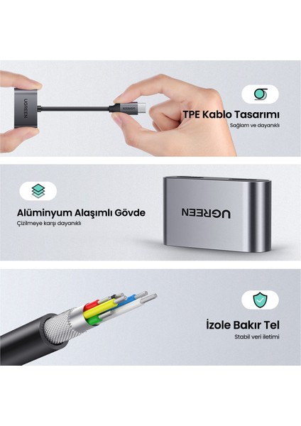 USB-C to 2xUSB-C Kulaklık ve Şarj Adaptörü, 60165
