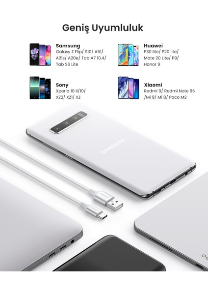 Örgülü USB Type-C Şarj ve Data Kablosu, 50 cm, 60130