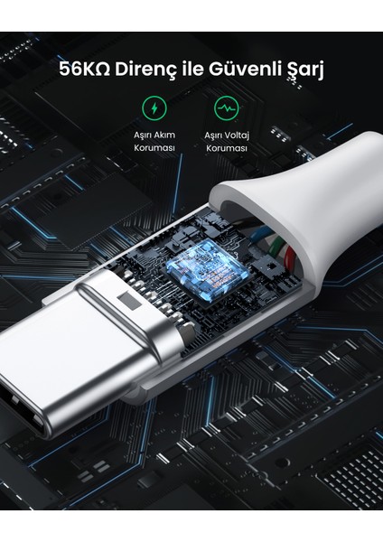 Örgülü USB Type-C Şarj ve Data Kablosu, 50 cm, 60130