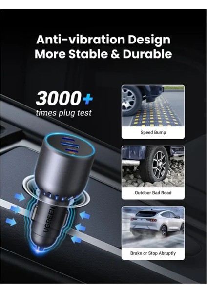 75W 3 Portlu Araç Içi Şarj Cihazı Çakmaklık Adaptörü, 35024