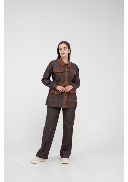 Kontrast Cepli Tokalı Kuşaklı Kadın Takım 1764 modelleri