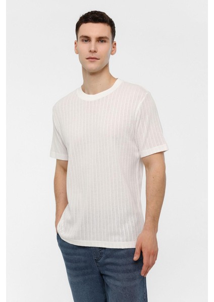 Beyaz Regular Fit %100 Pamuk Bisiklet Yaka Tişört