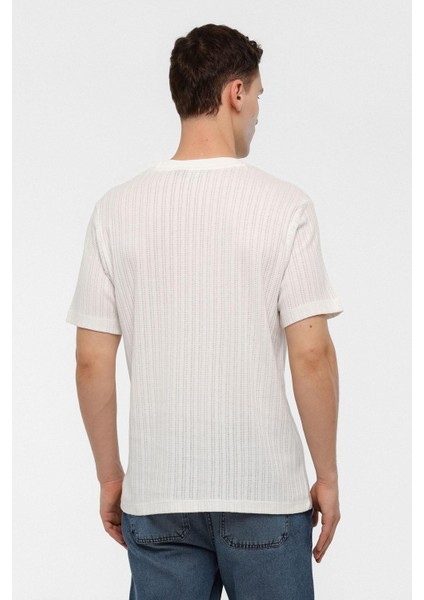 Beyaz Regular Fit %100 Pamuk Bisiklet Yaka Tişört