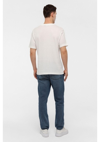 Beyaz Regular Fit %100 Pamuk Bisiklet Yaka Tişört