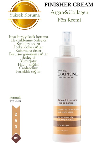 Isıya Karşı Güçlü Koruyucu Argan Kolajen Keratin Içeren Saç Bakım Fön Suyu Sprey 250 ml