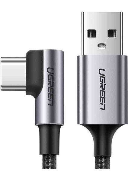 USB-C to USB-A 3A QC 90 Derece Hızlı Şarj Kablosu, 1 Metre, Uzay Girişi, 50941