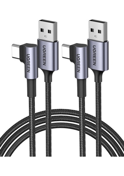 USB-C to USB-A 3A QC 90 Derece Hızlı Şarj Kablosu, 1 Metre, Uzay Girişi, 50941