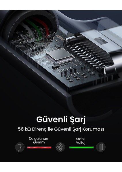 USB-C to USB-A 3A QC 90 Derece Hızlı Şarj Kablosu, 1 Metre, Uzay Girişi, 50941