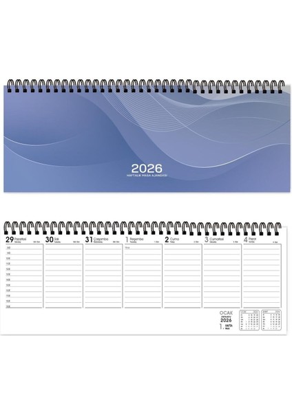 Keskin 2026-AJ-65 12*33,5 Spr.haftalık Masa Ajandası-Mavi (5 Adet ) fiyatları