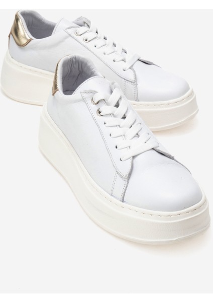 Gueno Beyaz Cilt Deri Kadın Spor Ayakkabı