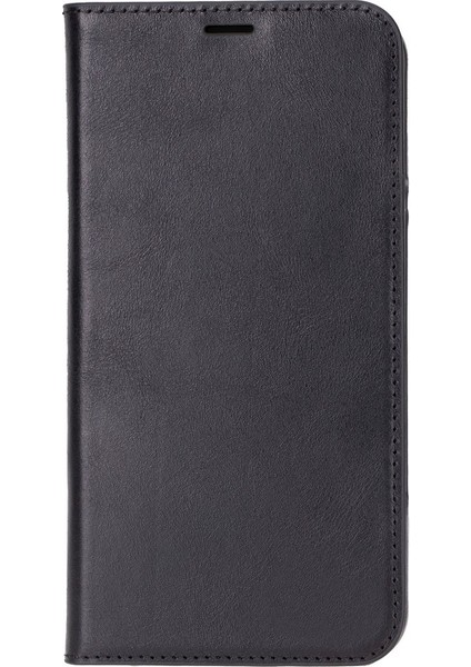 Apple iPhone 16 Pro Max Uyumlu, Hakiki Deri, El Yapımı, Cüzdanlı Kılıf, Parlak Siyah indirimleri