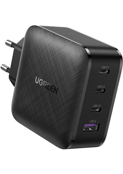 65W Şarj Cihazı Type-C 3xUSB-C, 1xUSB-A, Siyah, 70774