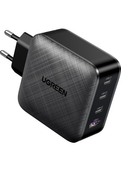 65W Şarj Cihazı Type-C 3xUSB-C, 1xUSB-A, Siyah, 70774