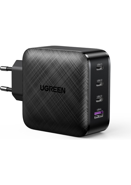 65W Şarj Cihazı Type-C 3xUSB-C, 1xUSB-A, Siyah, 70774