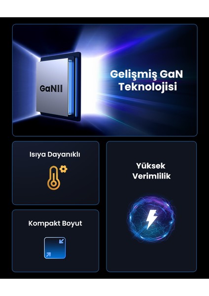 65W Şarj Cihazı Type-C 3xUSB-C, 1xUSB-A, Siyah, 70774