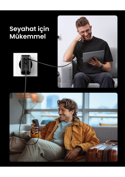 65W Şarj Cihazı Type-C 3xUSB-C, 1xUSB-A, Siyah, 70774