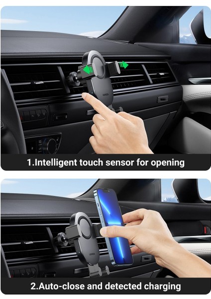 Magsafe 15W Kablosuz Araç İçi Hızlı Şarj Cihazı, Otomatik Sensörlü Tutucu, Siyah, 40118 modelleri