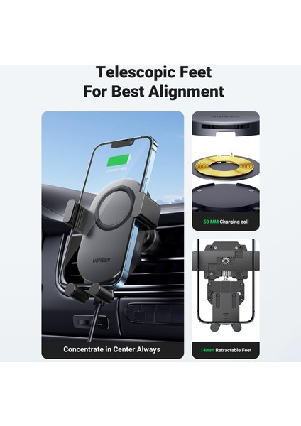 Magsafe 15W Kablosuz Araç İçi Hızlı Şarj Cihazı, Otomatik Sensörlü Tutucu, Siyah, 40118 fırsatları