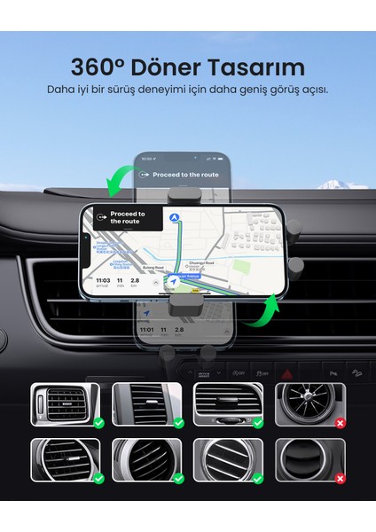 Magsafe 15W Kablosuz Araç İçi Hızlı Şarj Cihazı, Otomatik Sensörlü Tutucu, Siyah, 40118