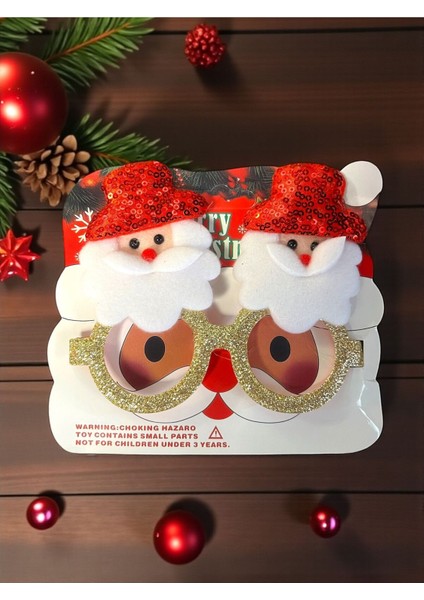 Yılbaşı Gözlüğü Noel Baba Desenli, Parti Aksesuar, Neşeli ve Şık Tasarım