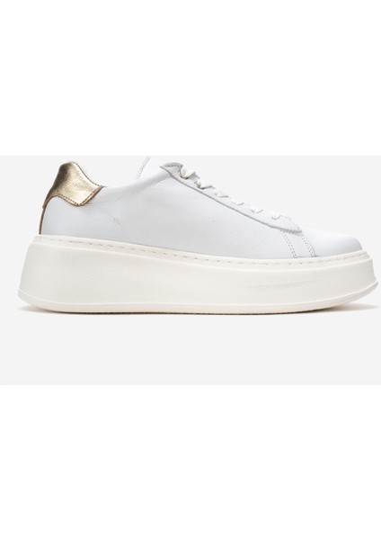 Gueno Beyaz Cilt Deri Kadın Spor Ayakkabı