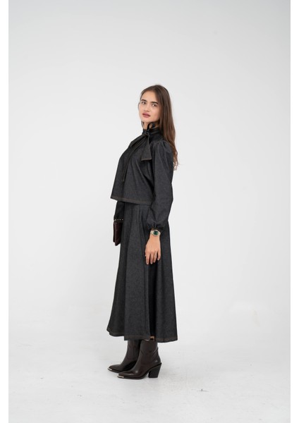 Fiyonk Yaka Detaylı Modern Ikili Kadın Takım 1765