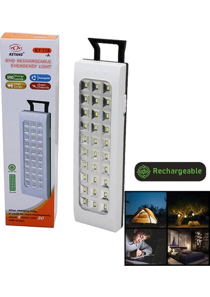 30 Smd LED Şarjlı Işıldak Fener - Emergency Lıght (5148)