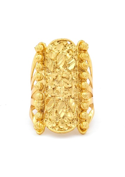 Çelik Yüzük Kadın Altın Kaplama Dorikalı Kaburga Model YZK-491