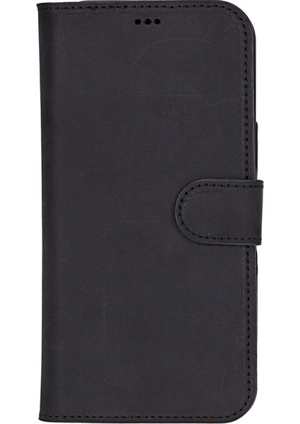 Apple iPhone 16 Pro Max Uyumlu, Hakiki Deri, El Yapımı, Cüzdanlı Kılıf, Mat Siyah modelleri