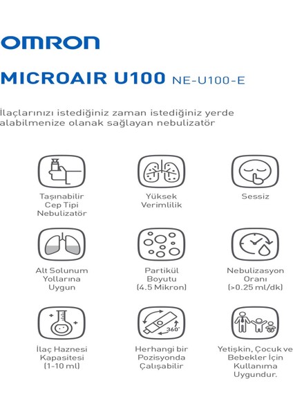 Çocuklar Için Hırıltı Dedektör Hediyeli Microaır U100 Sessiz - Taşınabilir Ceptipi Nebulizatör fırsatları