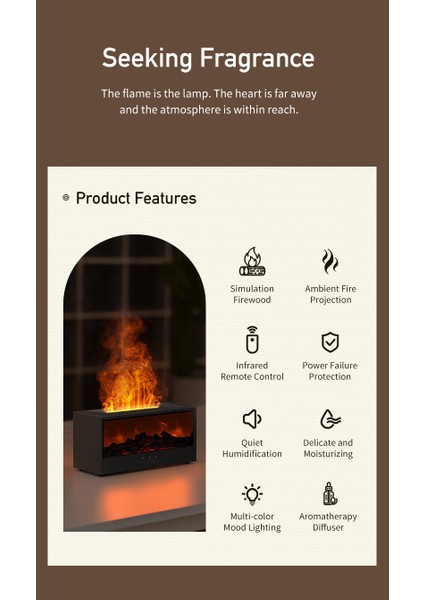 3D Simüle Edilmiş Şömine Alevi Aroma Difüzörü, Masaüstü Ev Uzaktan Kumandalı Simüle Edilmiş Kömür Şömine Nemlendiricisi (Yurt Dışından) modelleri