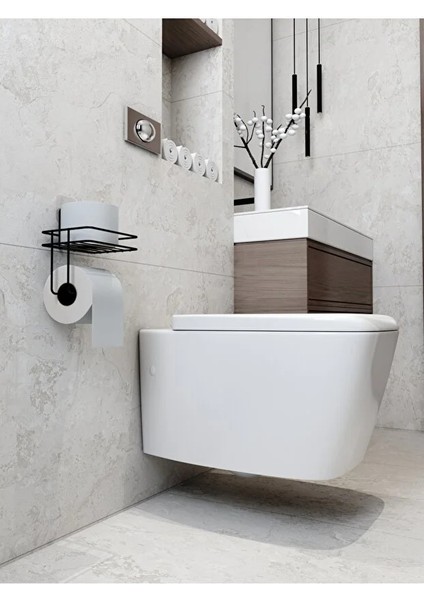 Yapışkanlı Tuvalet Kağıtlığı Tutacağı Askısı Mat Siyah Metal Tuvalet Kağıtlık fiyatları