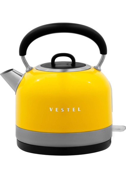 Retro Su Isıtıcı 1,7 Lt Paslanmaz Çelik Gizli Rezistans Otomatik Kapanma Sarı Renk