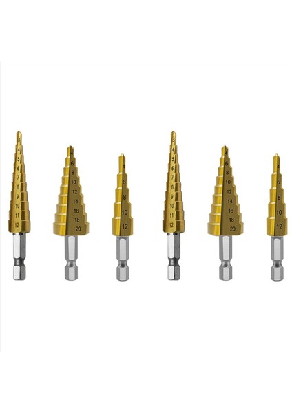 Adım Matkap Bit 6 Pcs Hss Adım Matkap Bit Seti Koni Delik Kesici Konik Metrik Nitriding Hex Çekirdek Matkap Bitleri Altın (Yurt Dışından)