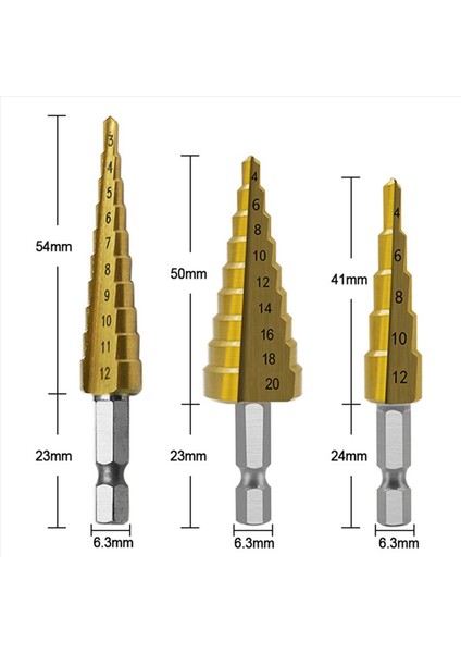 Adım Matkap Bit 6 Pcs Hss Adım Matkap Bit Seti Koni Delik Kesici Konik Metrik Nitriding Hex Çekirdek Matkap Bitleri Altın (Yurt Dışından) fiyatları
