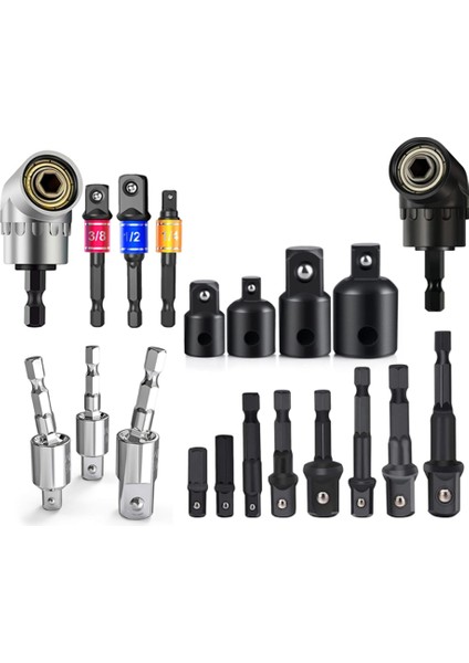 Darbe Sürücüsü Için Matkap Soket Adaptör Dönüştürücü 105 ° Sağ Açılı Matkap Ekleme Bit Soket Adaptörü ve Redüktör Seti (Yurt Dışından)