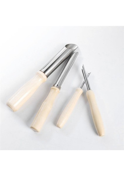 4 Parça Seramik Alet Paslanmaz Çelik Zımba Kap Deliği Sonda Pratik Ahşap Tutamak Manuel Set (Yurt Dışından) modelleri