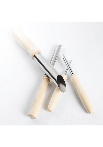 4 Parça Seramik Alet Paslanmaz Çelik Zımba Kap Deliği Sonda Pratik Ahşap Tutamak Manuel Set (Yurt Dışından) fırsatları